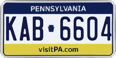 PA license plate KAB6604