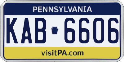 PA license plate KAB6606