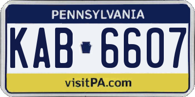 PA license plate KAB6607