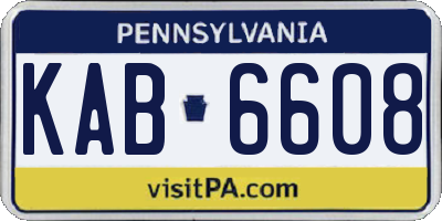 PA license plate KAB6608