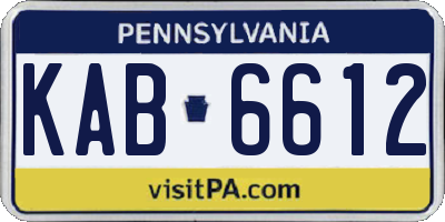 PA license plate KAB6612