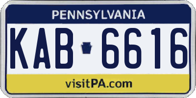 PA license plate KAB6616