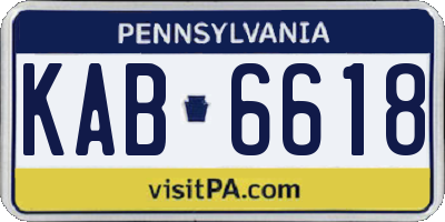 PA license plate KAB6618