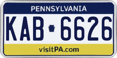 PA license plate KAB6626