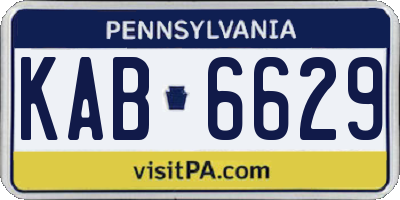 PA license plate KAB6629