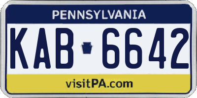 PA license plate KAB6642