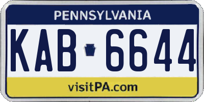 PA license plate KAB6644