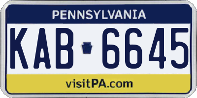 PA license plate KAB6645