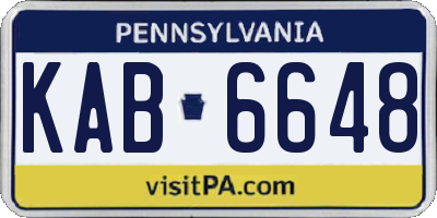PA license plate KAB6648