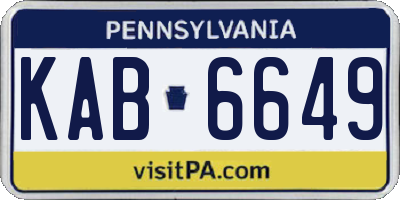 PA license plate KAB6649