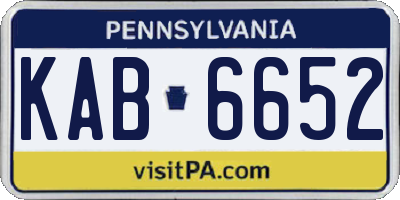 PA license plate KAB6652