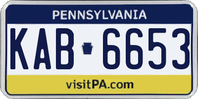 PA license plate KAB6653