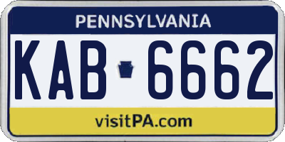 PA license plate KAB6662