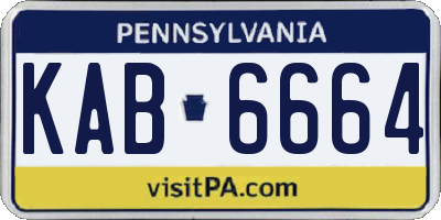 PA license plate KAB6664