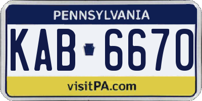 PA license plate KAB6670