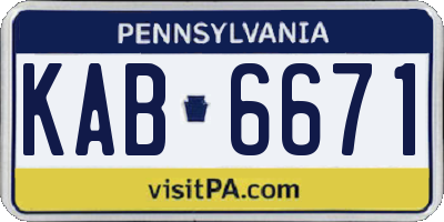 PA license plate KAB6671