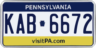 PA license plate KAB6672