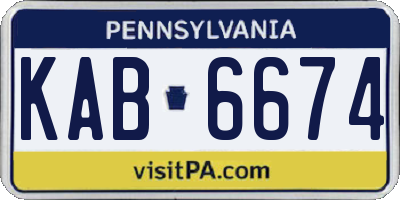 PA license plate KAB6674