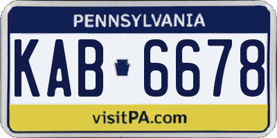 PA license plate KAB6678