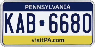 PA license plate KAB6680