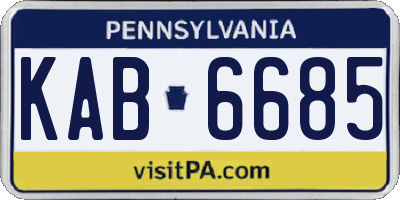 PA license plate KAB6685
