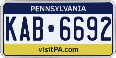 PA license plate KAB6692