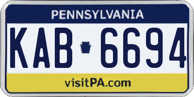 PA license plate KAB6694