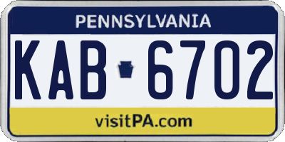 PA license plate KAB6702