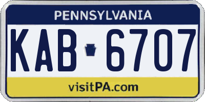 PA license plate KAB6707