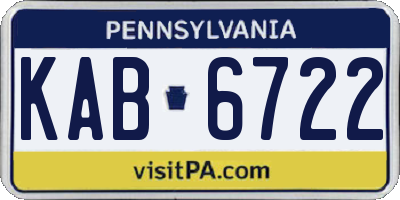 PA license plate KAB6722