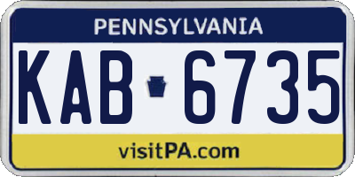 PA license plate KAB6735