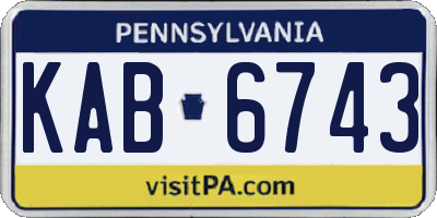 PA license plate KAB6743
