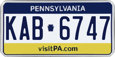 PA license plate KAB6747