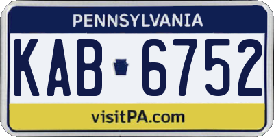PA license plate KAB6752