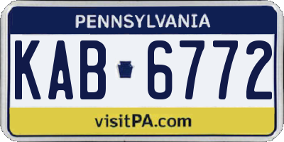 PA license plate KAB6772