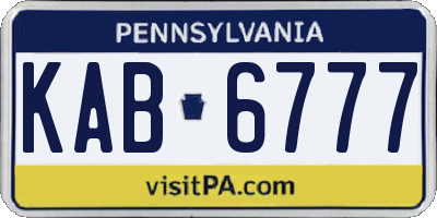 PA license plate KAB6777