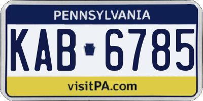 PA license plate KAB6785