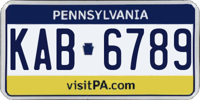 PA license plate KAB6789