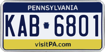 PA license plate KAB6801