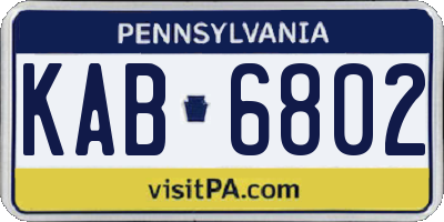 PA license plate KAB6802