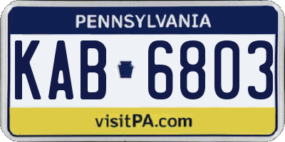 PA license plate KAB6803