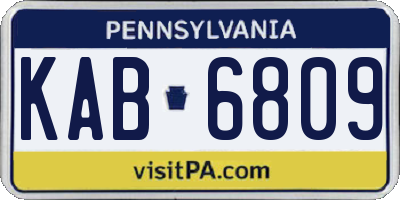 PA license plate KAB6809