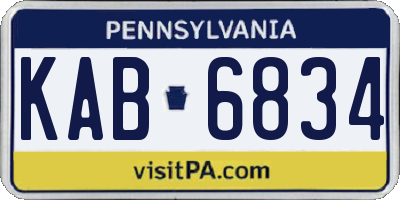 PA license plate KAB6834