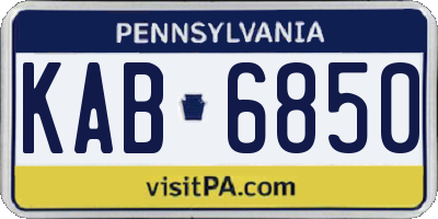 PA license plate KAB6850
