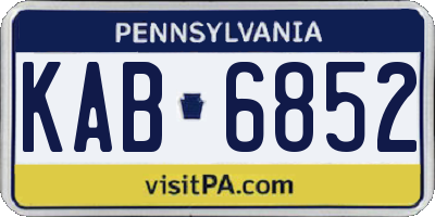 PA license plate KAB6852