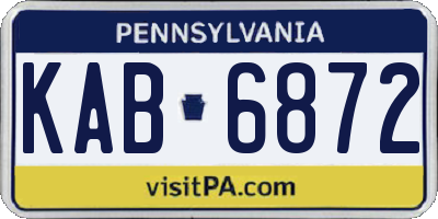 PA license plate KAB6872