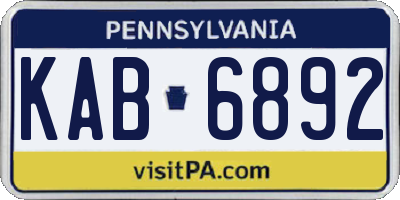 PA license plate KAB6892