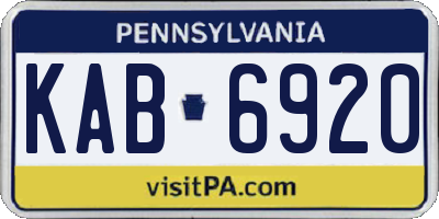 PA license plate KAB6920