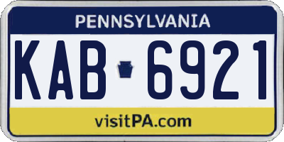 PA license plate KAB6921