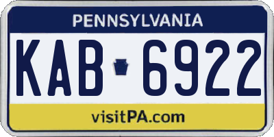 PA license plate KAB6922